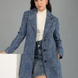 honnete 100 % Polyester Checkered Coat For Women-picture-25