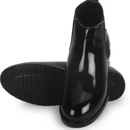 theshoegallery "Men’s Black Glossy Chelsea Boots | Stylish Slip-On Ankle Length Formal Shoes" Boots For Men image 1