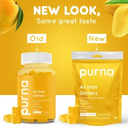 Purna Gummies Multivitamin Gummy for Men and Women, with Zinc, Vitamins A, C, D3, E, B12, and Multimineral, for Clear Skin and Immunity, 30 Day Pack, 1 Daily (Mango) image 2