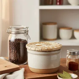 mj traders Bamboo Plate / Lid for Pots & Vessels | Multipurpose Straining & Décor Basket 5 inch Lid, Pack of 2 image 4