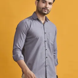 stoneberg Men Slim Fit Solid Spread Collar Formal Shirt image 3