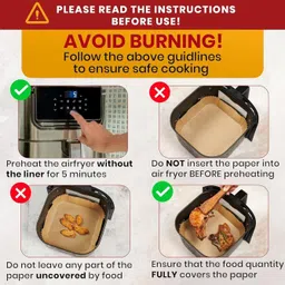 spmyy 100 PCS Air Fryer Paper Sheets Oil-Proof Disposable Parchment Paper Liner Square Airfryer Tray image 4