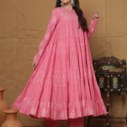 gulmohar jaipur Women Pure Cotton Kurta Palazzo Attached Dupatta Set image 4
