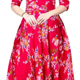 jwf Women Fit and Flare Multicolor Maxi/Full Length Dress image 1