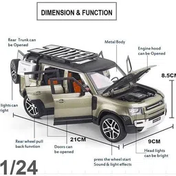 countrylink Range Rover Defender Die-Cast Model Car 1:24 Scale Openable Doors, Pull Back Toy image 2