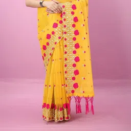sroly Embroidered Bollywood Supernet Saree image 2