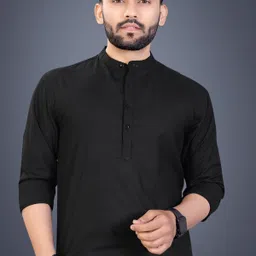 spoque Men Solid Pure Cotton Straight Kurta-picture-22