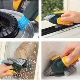 nbukt 4 in 1 Tile Grout Cleaner Brush with Squeegee, V-Shape Gap Scrub Brush Microfibre Wet and Dry Brush image 3