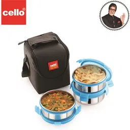cello Steel Click-3-Plus 3 Containers Lunch Box image 2