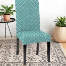 Green Polycotton Brick Printed 14x18 Inches Chair Covers (2 pieces)-image-1