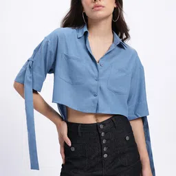 Women Boxy Fit Solid Casual Shirt-image-35