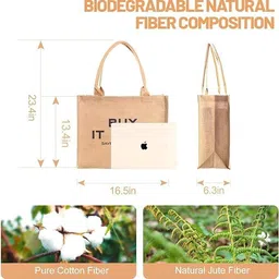 blackboxes Eco-Friendly Jute Tote Bag – Reusable, Stylish & Durable Shopping Bag Pack of 2 Grocery Bags image 2