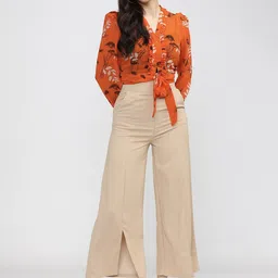Tokyo Talkies Orange Floral Shirt Style Top image 5