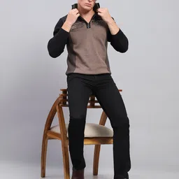 monte carlo Men Printed High Neck Black Sweater image 5