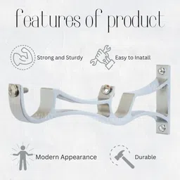 vmd Alu. Heavy dauble Curtain rod Support,(4 mm)Rod Rail Bracket, Rod rail Brackets Patti support, (20 CM) (Pack of 12) Shelf Bracket image 3