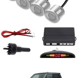 intenzo Universal 4 Silver Reverse Parking Sensor With LED Display For Cars-302 Safety of Passengers/Car One Alarm Kit-137 Parking Sensor-picture-37