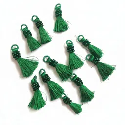 the giftery Handmade Pearl Tassels for Pallu/Easy to Attach (Green)-picture-45