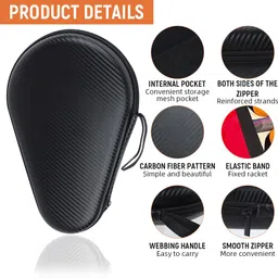 play hard Ping Pong Racket Bag for 2 Rackets and 2 Balls Hard Shell Waterproof Zipper Bag image 3