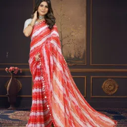 jayu Digital Print, Embroidered, Printed, Self Design, Striped, Tie-Dye Bollywood Georgette Saree image 1