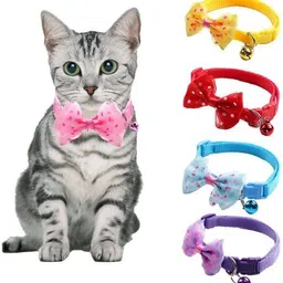 s.blaze 2.Pcs Dog Cat Pet Bowknot Cute Bow Tie Bell Adjustable Puppy Dog & Cat Everyday Collar-picture-12