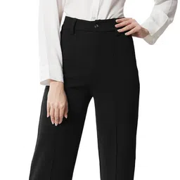 kotty Women Regular Fit Black Viscose Rayon Trousers image 5