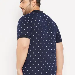 the million club Men Printed Polo Neck Cotton Blend Dark Blue T-Shirt image 2