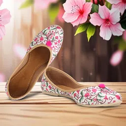 tryfeet Colorful Flower Print Punjabi Jutis For Women-picture-36