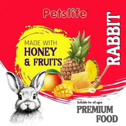 Petslife Premium Rabbit Food 1kg - Fruits & Honey Fruit 1 kg Dry All Life Stages Rabbit Food image 3