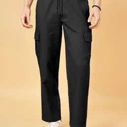 indiclub Men Self Design Black Track Pants-picture-28
