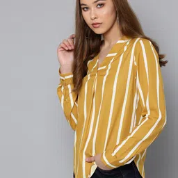 harpa Casual Regular Sleeves Striped Women Yellow Top image 4