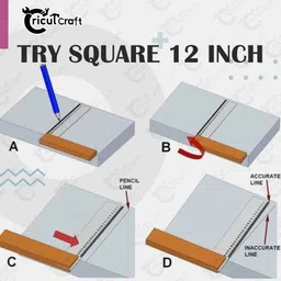 cricutcraft Carpenter try square 12inch steel ruler scale heavy duty 90 degree GUN_12_IND Tri-Square image 3