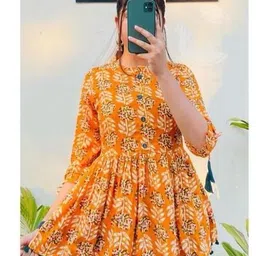 paliwalarts Casual Regular Sleeves Printed Women Orange Top image 2