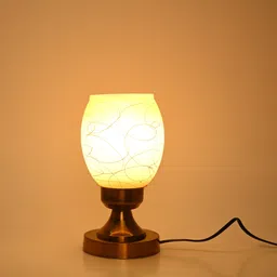 afast Stylish Table Lamp With Decorated Glass Shade, Round, LED Compatible,(Pack Of 4) Table Lamp image 5