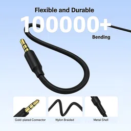 Velmi AUX Cable 1.8 m Braided 3.5mm Audio Cable Stereo Aux | 90° Right Angle Male to Male Hi-Fi Sound Wire image 3