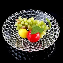 gosk enterprise Glass Fruit Serving Bowl Plate Dining Table Crystal Decoration Dry Fruits Bowl Quarter Plate image 2