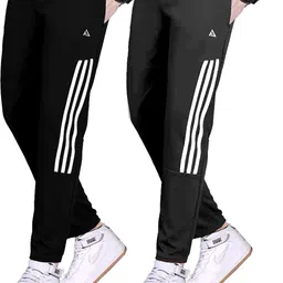 avolt Pack of 2 Men Striped Black, Grey Track Pants-picture-28