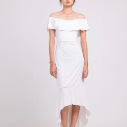 bare blitz Women Fit and Flare White Midi/Calf Length Dress-picture-15