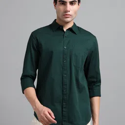 proword Men Slim Fit Solid Spread Collar Casual Shirt image 1