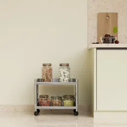 lijonimpex 2-Shelf Plastic Storage with Wheels – Kitchen, Office & Bathroom Organizer Cart Plastic Kitchen Trolley image 2