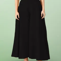 manijayfab Women Regular Fit Black Georgette Trousers-picture-11
