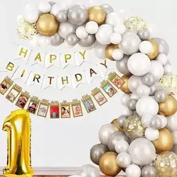 party midlinkerz Solid Happy Birthday Decoration items kit Combo 77 pcs for Birthday combo pack Balloon-picture-21