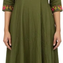 shanaya collection Women Embroidered Cotton Blend Anarkali Kurta image 1