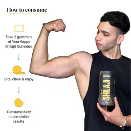 YourHappyLife Pure Himalayan Shilajit Gummies with 70% fulvic acid & 80 plus minerals for Enhanced Strength, Improved Muscle Recovery, Vitality and Immunity | 60 Gummies - Ginger honey Flavour image 3