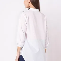 maykr Women Regular Fit Printed Mandarin Collar Casual Shirt image 3