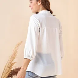 perfect productions Women Regular Fit Solid Mandarin Collar Casual Shirt image 2