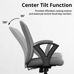 vergo Nova Mid Back Ergonomic Chair, Fixed Armrest,Moulded Foam,Metal Base, Home,Study Fabric Office Adjustable Arm Chair image 2
