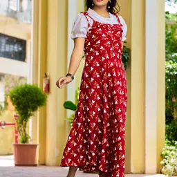 aashish Women Red Dungaree image 3