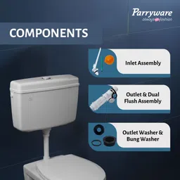 parryware Slimline Premium Dual Flushing Cistern for Toilet | 10-5L for EWC Dual Flush Tank image 3