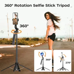 Soopii AI-Powered Selfie Stick Tripod with Sensor, Auto Face Tracking & 360° Rotation, 70 Inch Extendable Bluetooth Tripod Stand for Mobile & GoPro, Vlogging, YouTube, Travel with Quad-Leg Stability Bluetooth Selfie Stick image 2