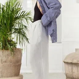 metronaut Women Oversized Fit Striped Slim Collar Casual Shirt image 3
